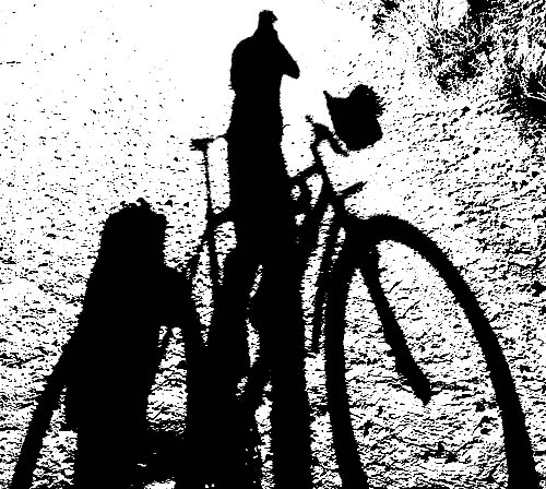 Camino de Santiago — bike shadow on the trail